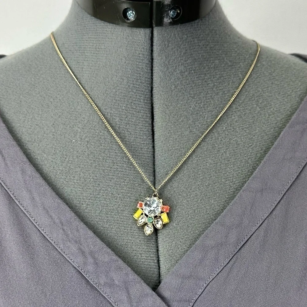 LOFT Silver Tone Necklace with Gem Pendant 33” - Picture 1 of 7